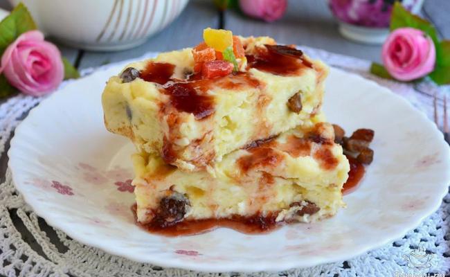 Творожно-рисовая запеканка «Детская» с яблоками и изюмом