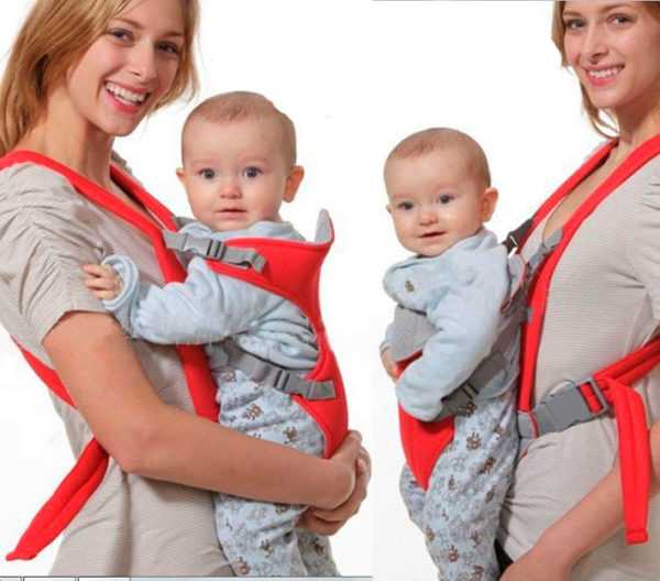 Располагать ребенка в "кенгуру" можно по-разному