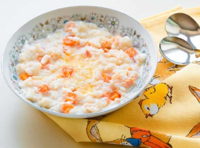 Каша на молоке с морковью Каша с морковью на молоке для прикорма ребенка в 11 месяцев